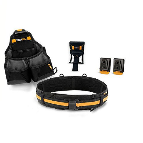 Image of ToughBuilt - Pro Framer Tool Belt Set - 3-Piece, Includes 1 Pouch, Padded Belt, Heavy Duty, Deluxe Premium Quality, Durable - 10 Pockets, Hammer Loop, Patented ClipTech Hubs (TB-CT-102-3)