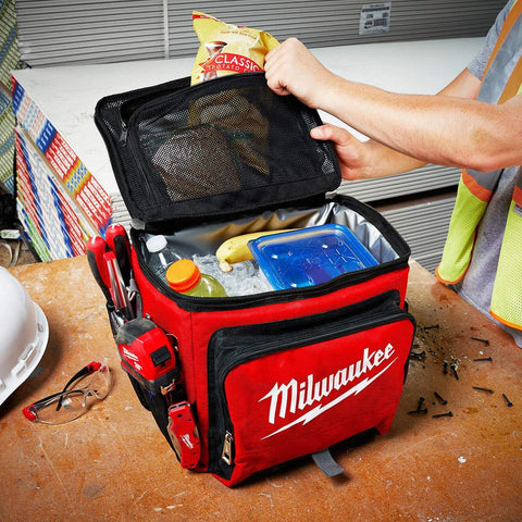 Image of Milwaukee Electric Tool 48-22-8250 Sided Jobsite Cooler, Polyester, 11.1" x 13.77" 14.96" H, 3, 5 Pockets